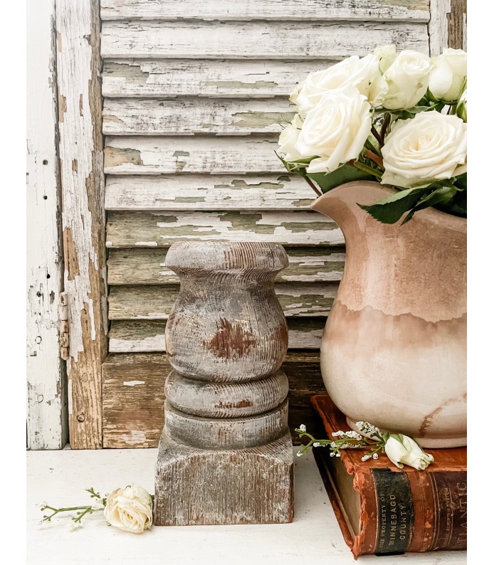 Vintage Architectural Salvage, Chippy Gray/White Column Piece, Tall/Shapely, Great Riser Piece